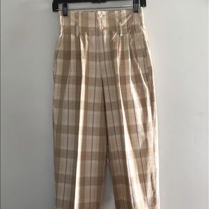 Vintage High Waisted Plaid Compagnie International Express Pleated Trouser Pants